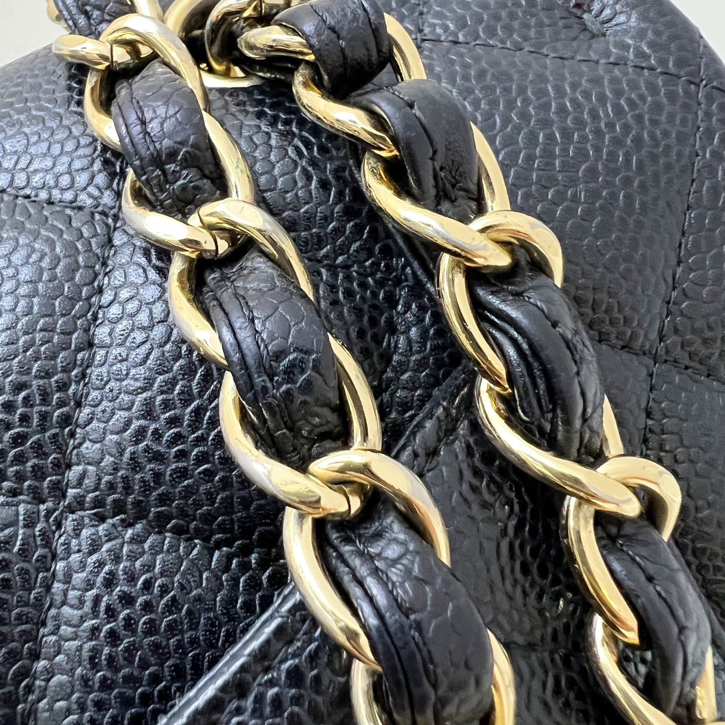 GLM-Maxi Classic Single Flap Bag in Black Caviar and GHW