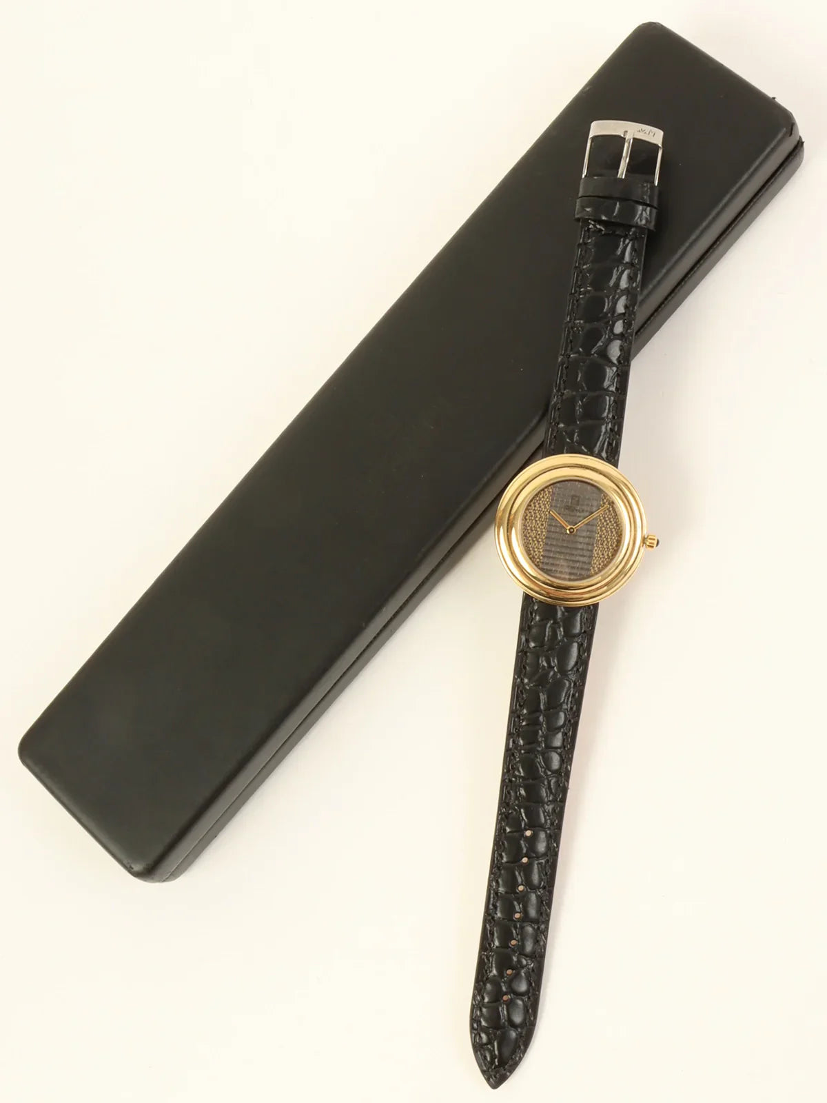 FENDI Boys Round Stripped Face Watch Black/Gold