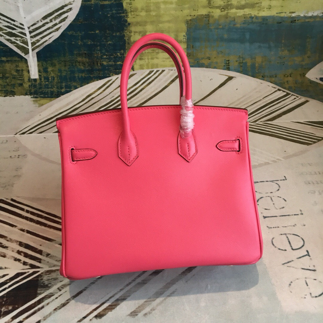 GLAMI Birkin Dark Pink For Women Gold Toned Hardware 9.8in/25cm