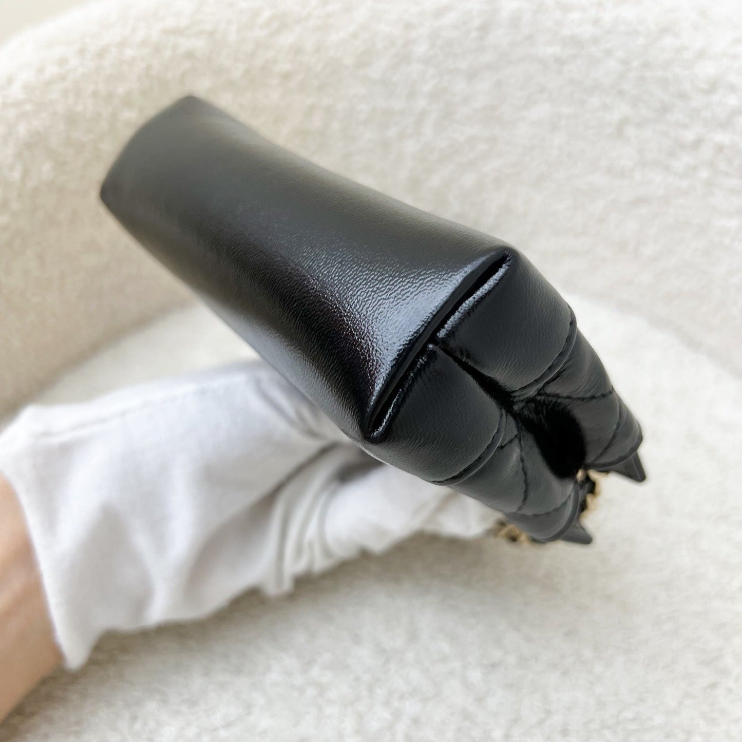 GLM-31 Micro Shopping Bag in Black Shiny Calfskin and LGHW