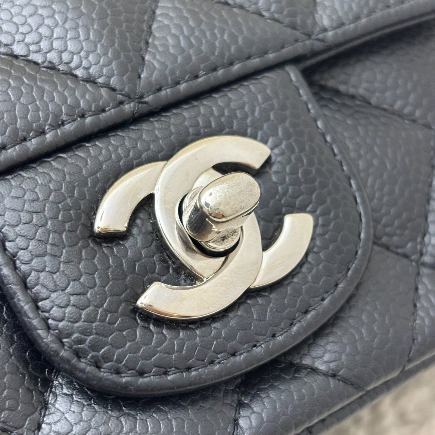 GLM-Classic Square Mini Flap in Black Caviar and SHW