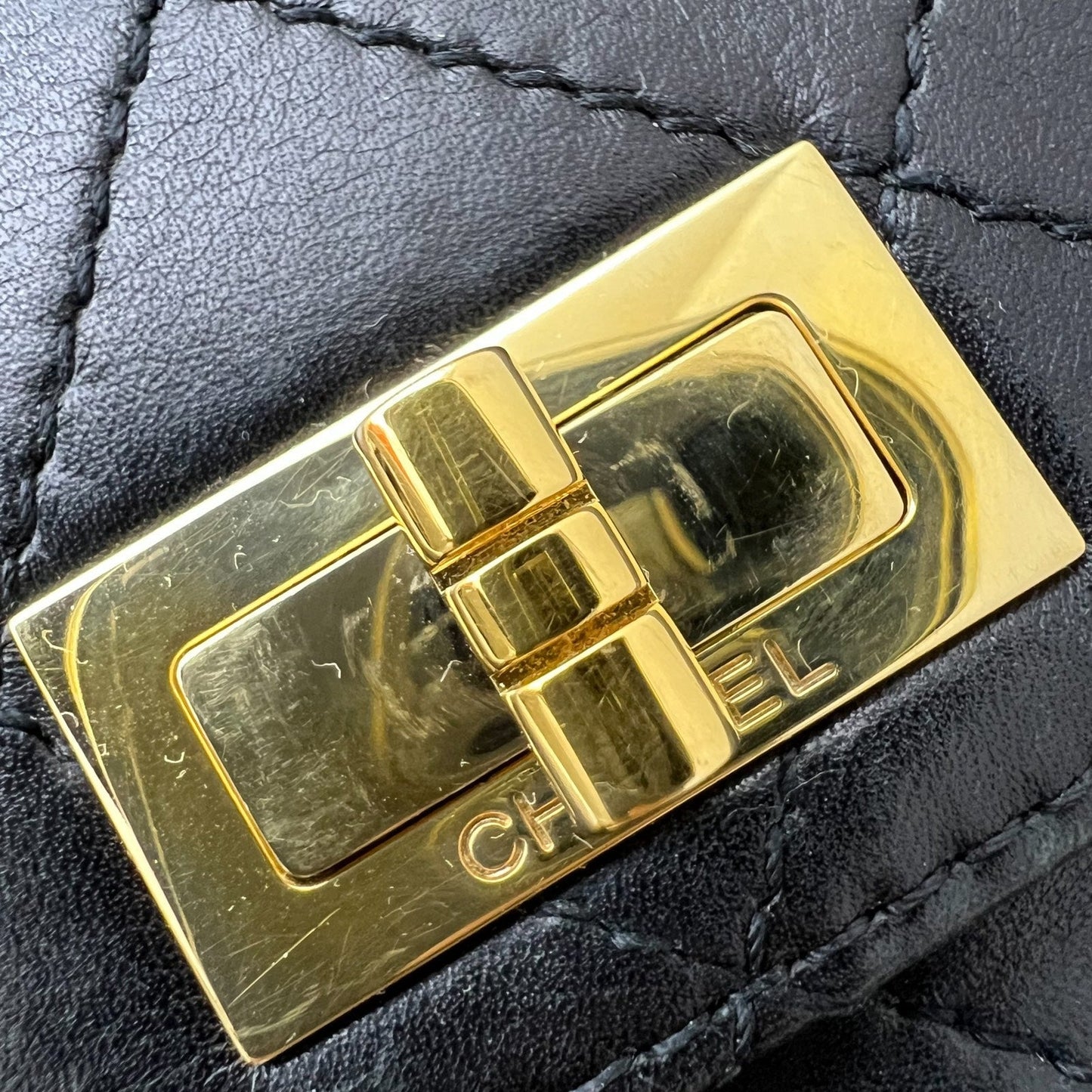 GLM- 2.55 Reissue Trapezoid in Black Lambskin and GHW