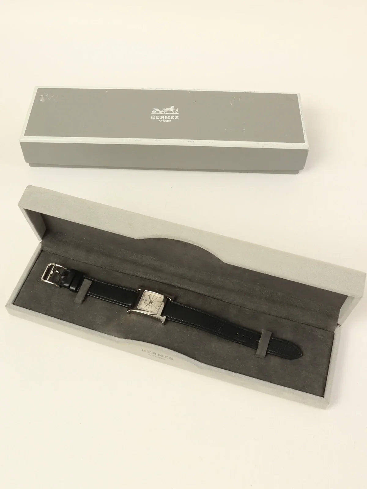 HERMES 2002 Made H Watch Black/Silver