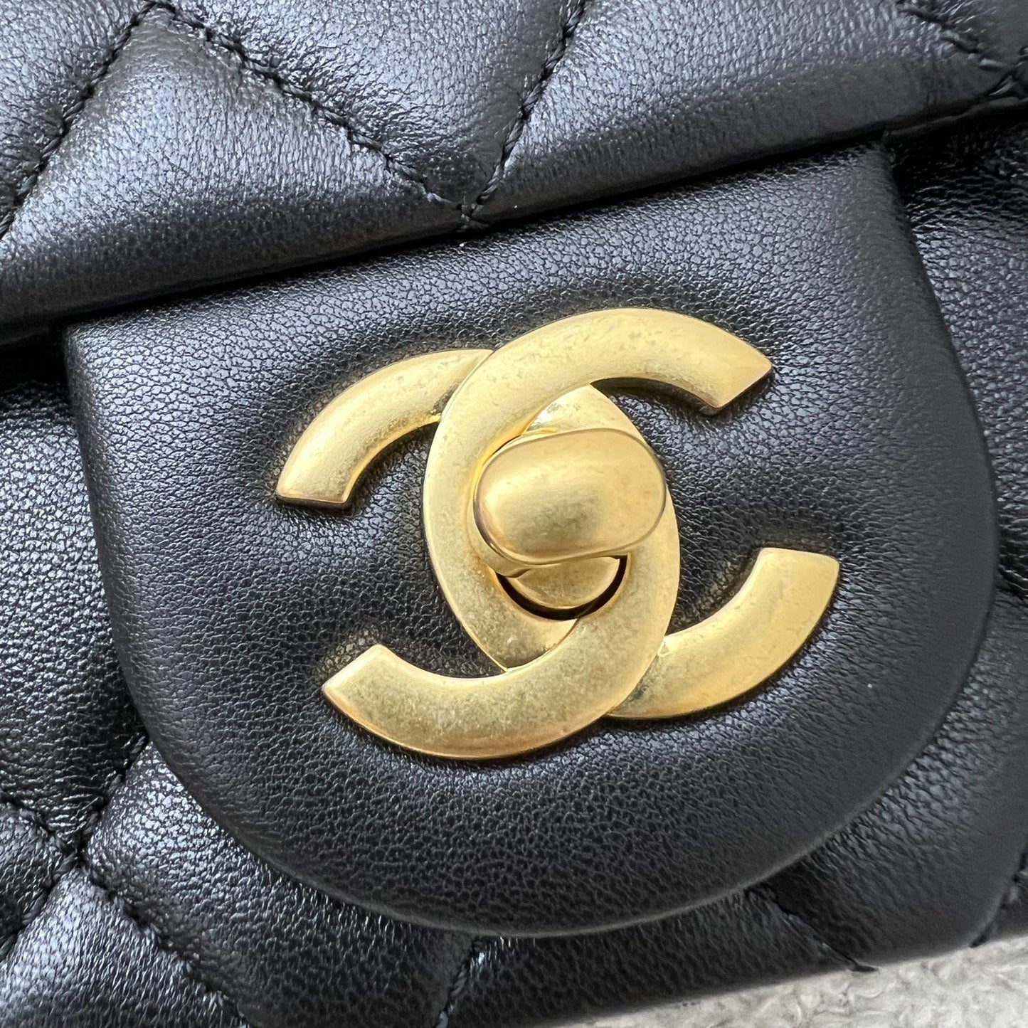 GLM-Pearl Crush Mini Rectangle Flap in 24K Black Stiff Lambskin and AGHW (AS1787)
