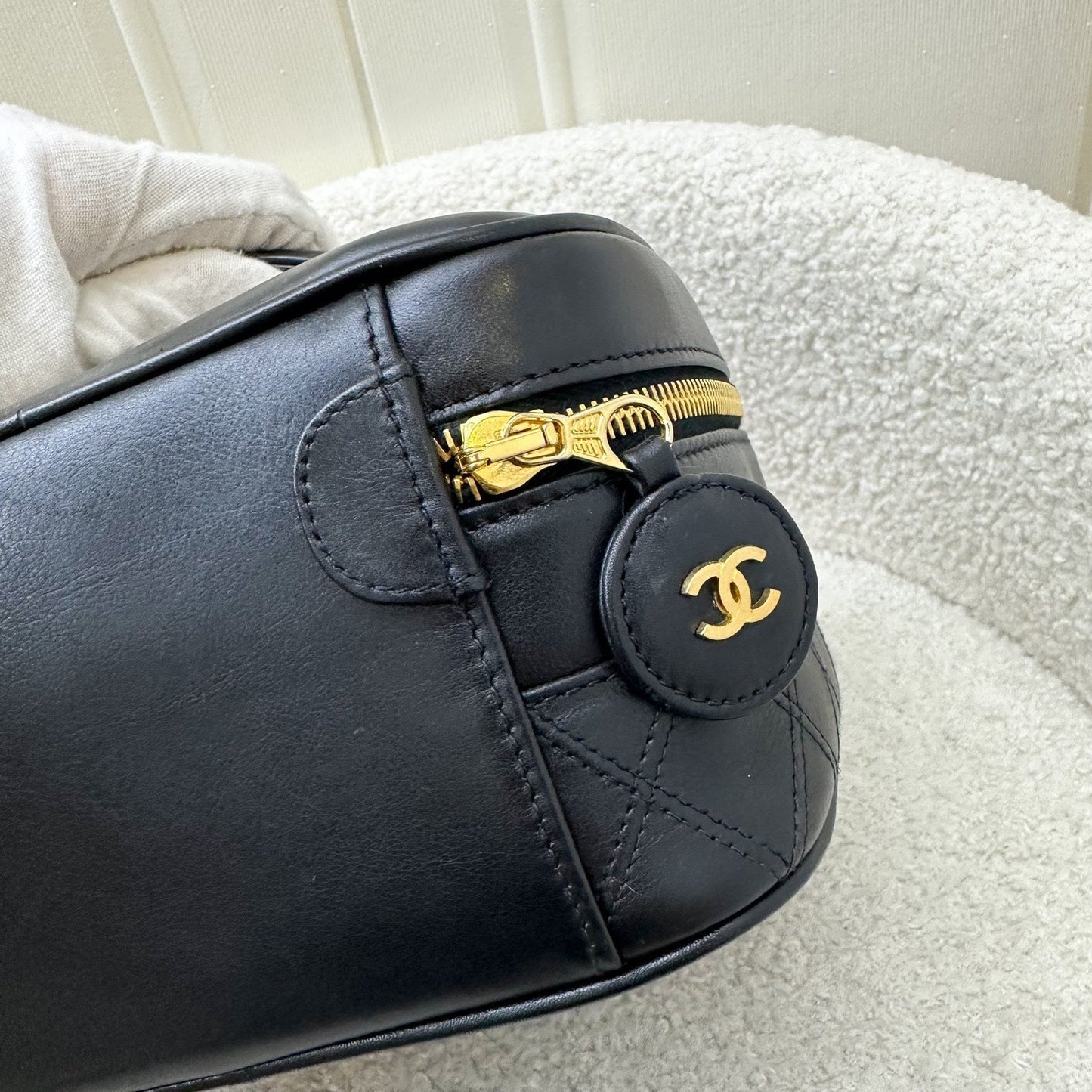 GLM- Travel Vanity Bag in Black Lambskin 24K GHW