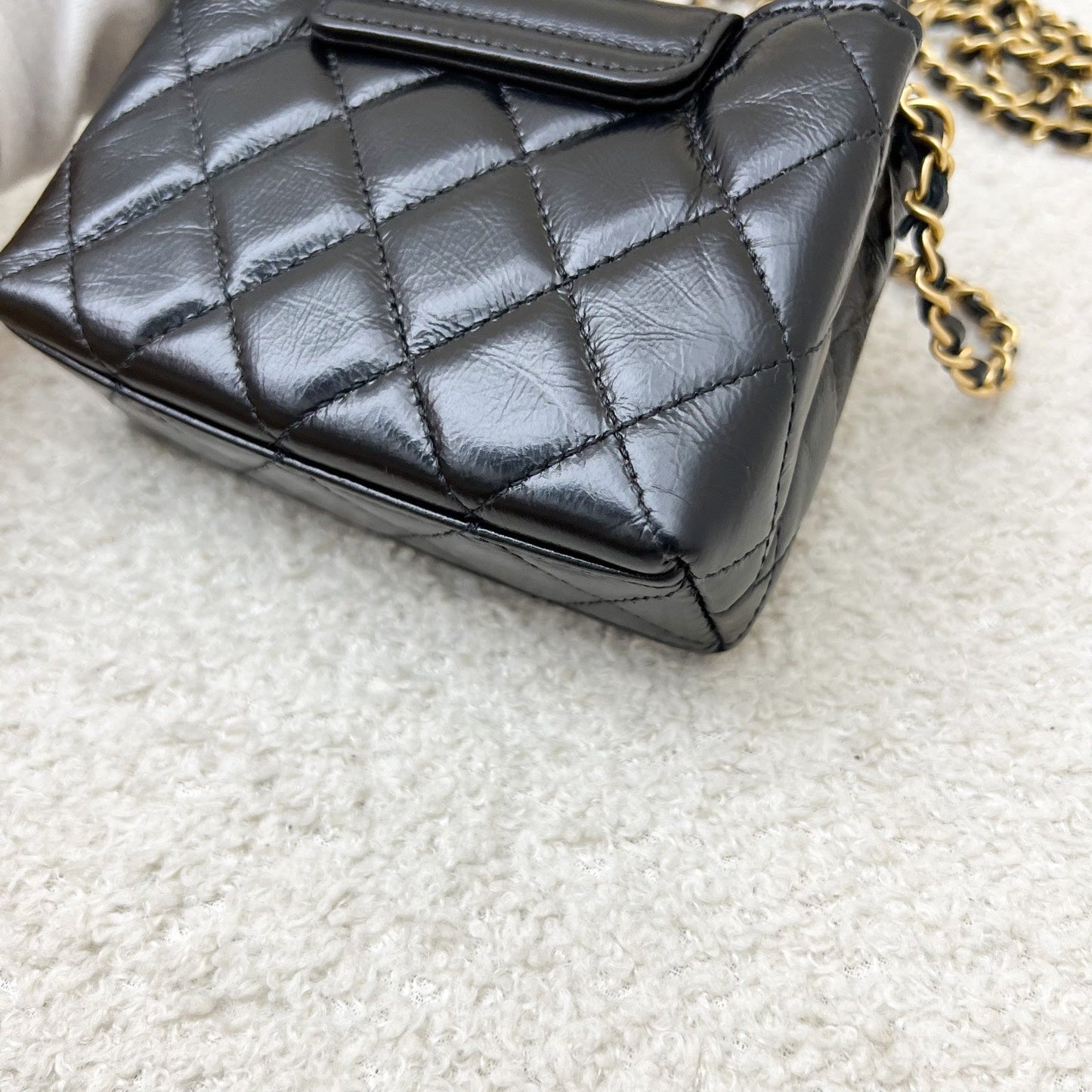 GLM-Micro Kelly (Nano) Bag in Black Calfskin and AGHW