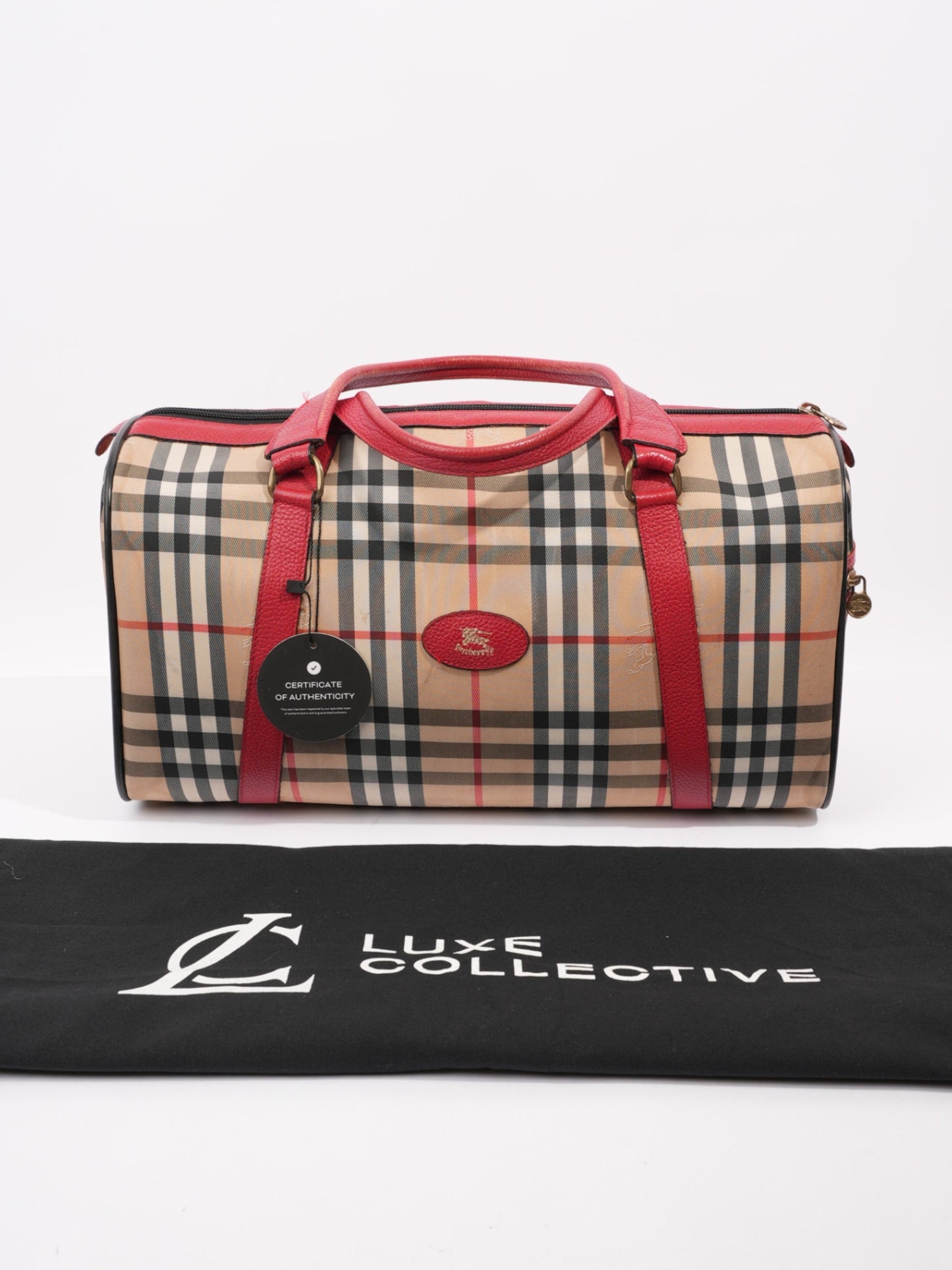 Burberry Barrel Red / Haymarket Check Canvas