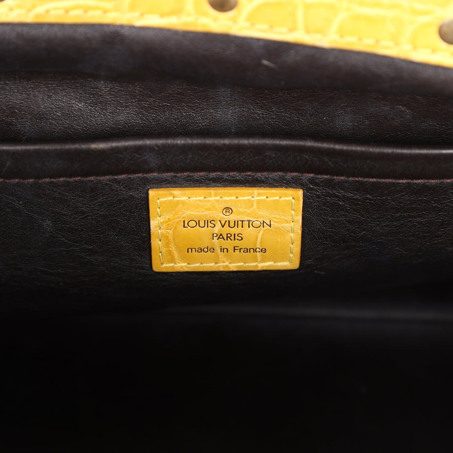 Louis Vuitton Vintage Trompe L'Oeil L'Ingenieux Handbag Yellow/Brown Alligator/Monogram Velvet Gold Hardware