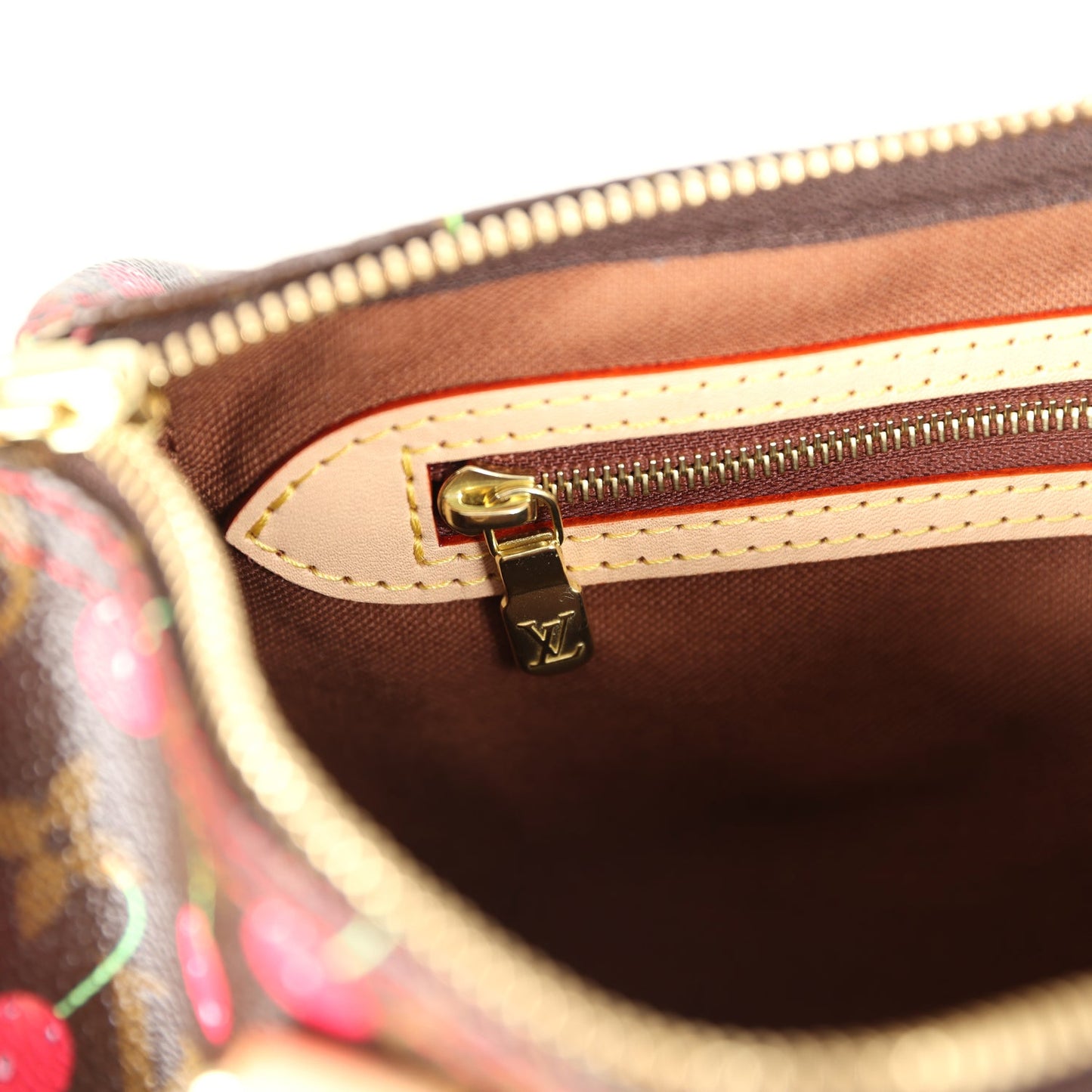 Louis Vuitton Vintage x Takashi Murkami Cheries Speedy 25 Brown and Red Monogram Cherry Gold Hardware