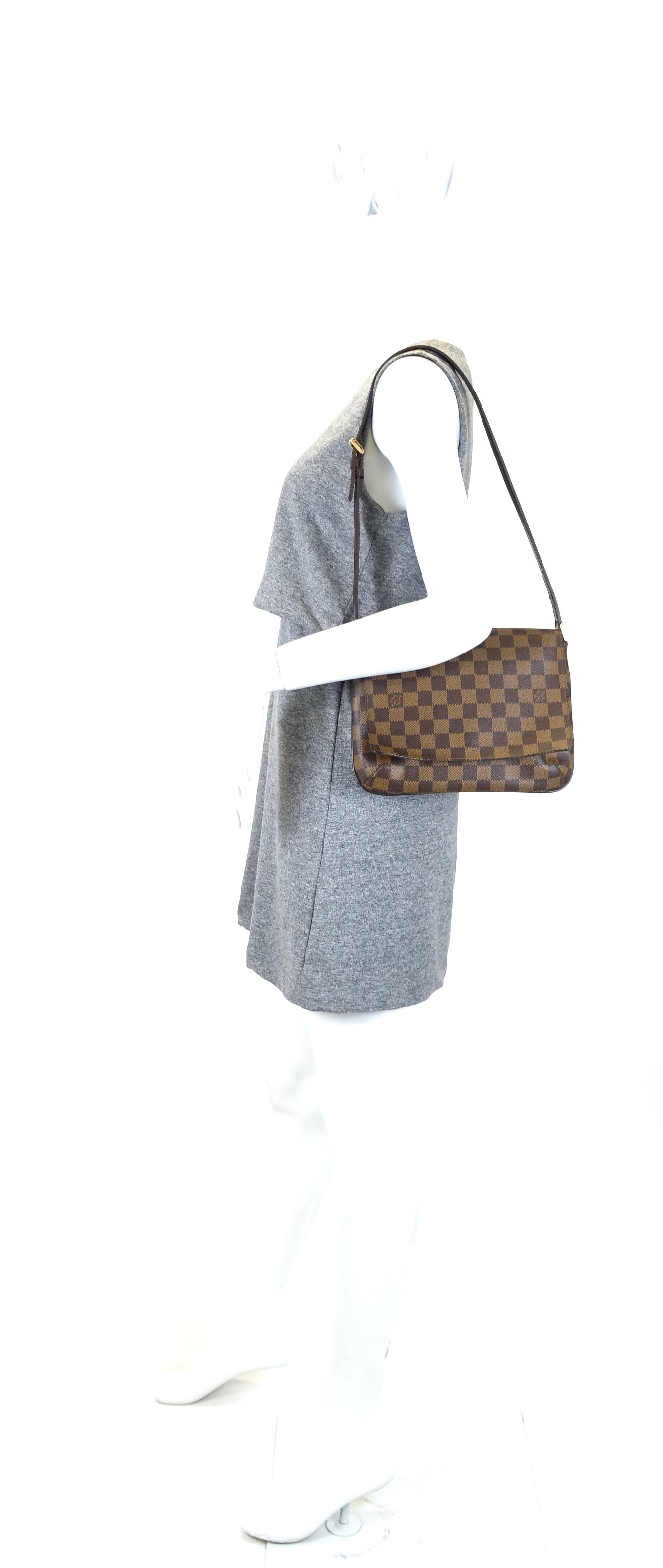 Louis Vuitto Musette Tango Damier Ebene Canvas Bag