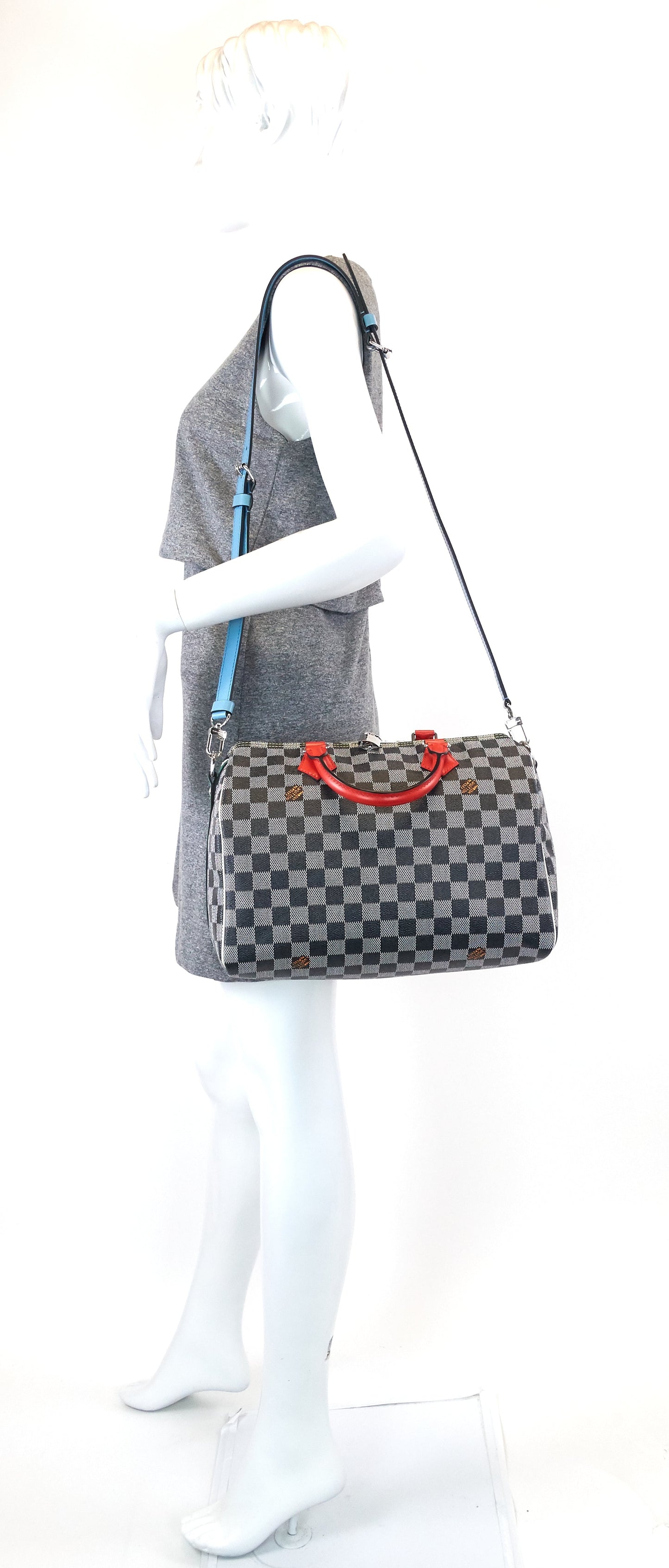 Louis Vuitto Speedy 30 Bandoulière Black White Damier Canvas Bag
