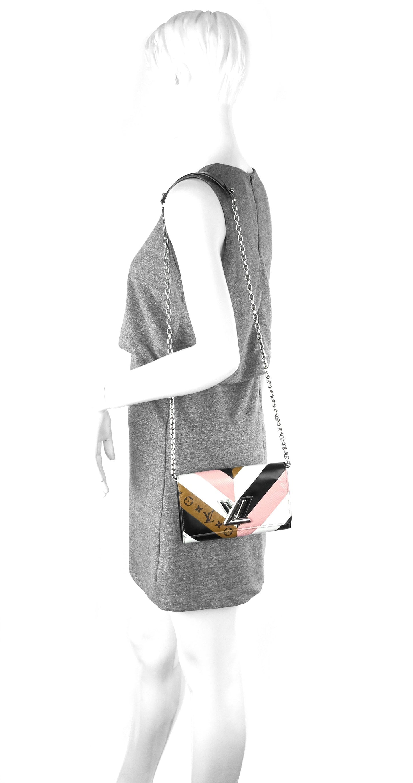 Louis Vuitto Twist Leather and Reverse Monogram Wallet on Chain Bag