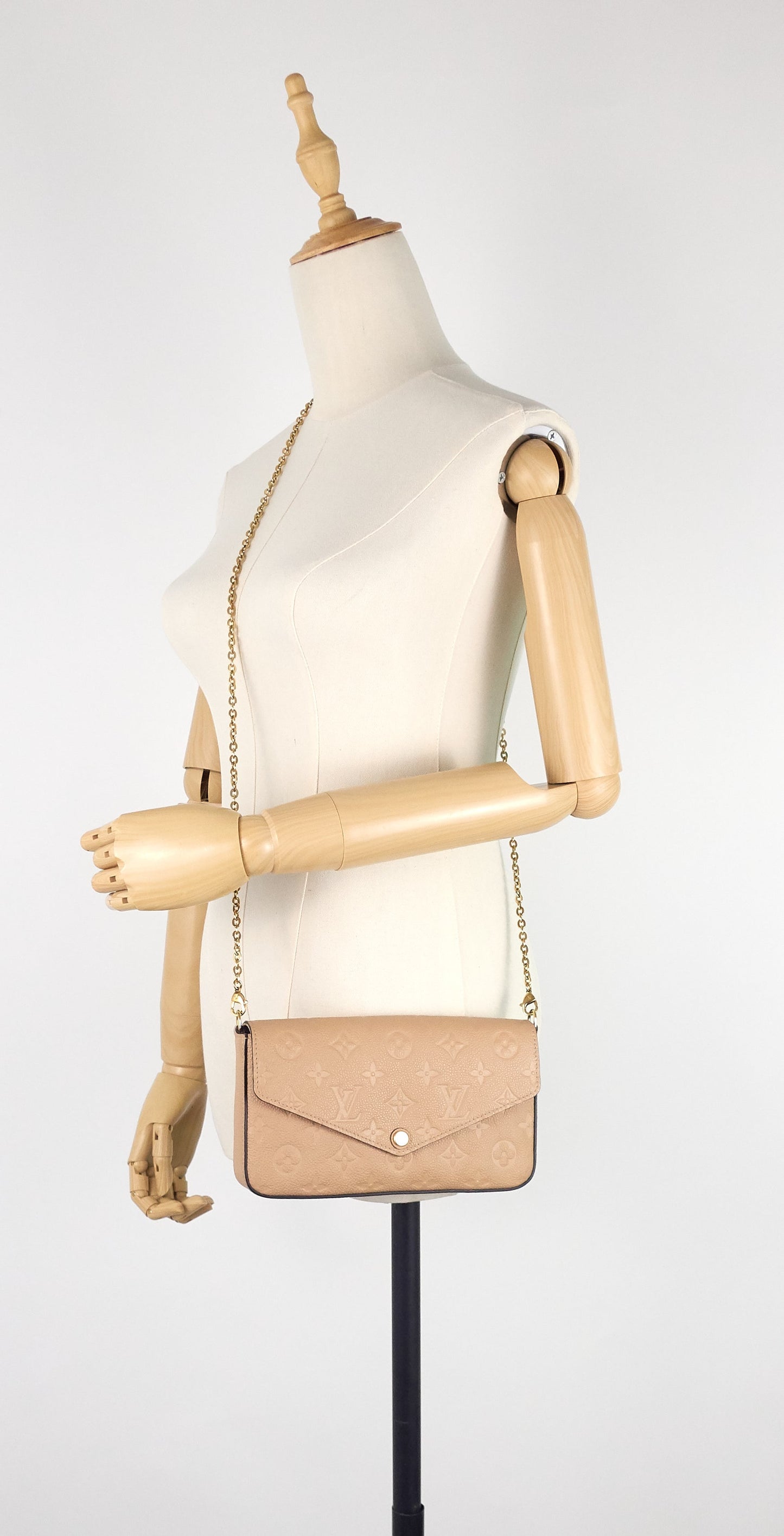 Louis Vuitto Pochette Félicie Monogram Empreinte Leather Chain Wallet Bag