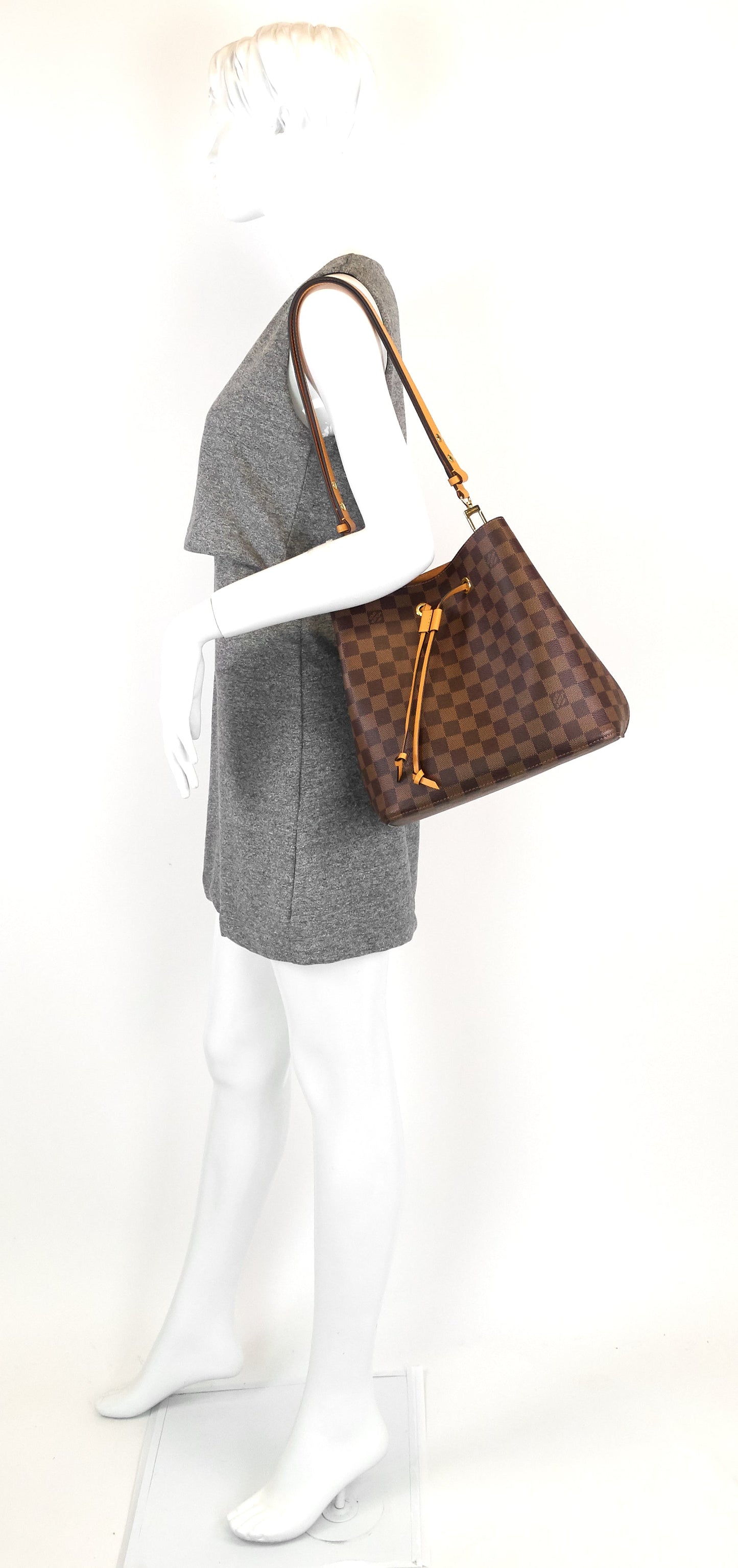 Louis Vuitto NéoNoé Saffron Damier Ebene Canvas Bag