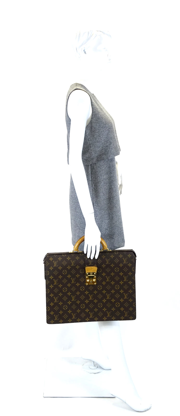 Louis Vuitto Serviette Fermoir Monogram Canvas Briefcase Bag
