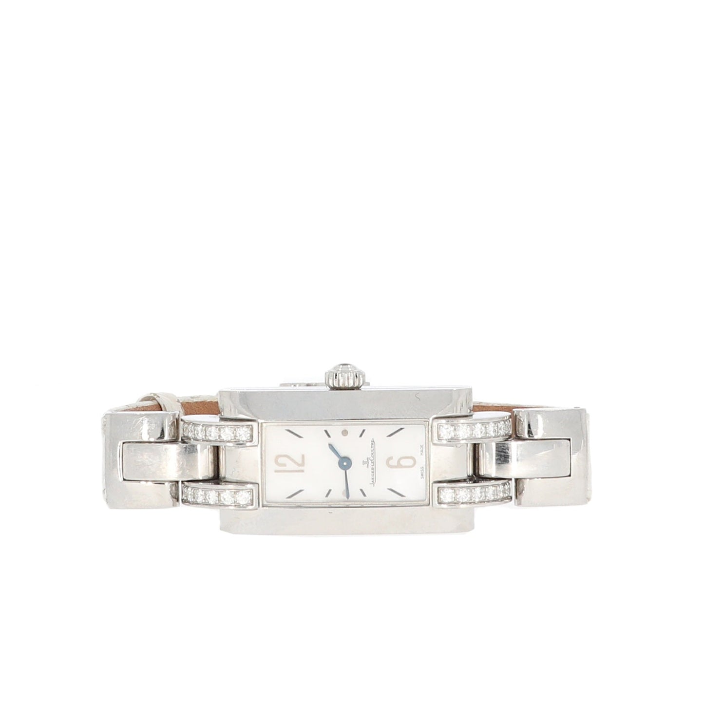 JAEGER-LECOULTRE Ideale steel watch set with diamonds with mother-of-pearl dial
