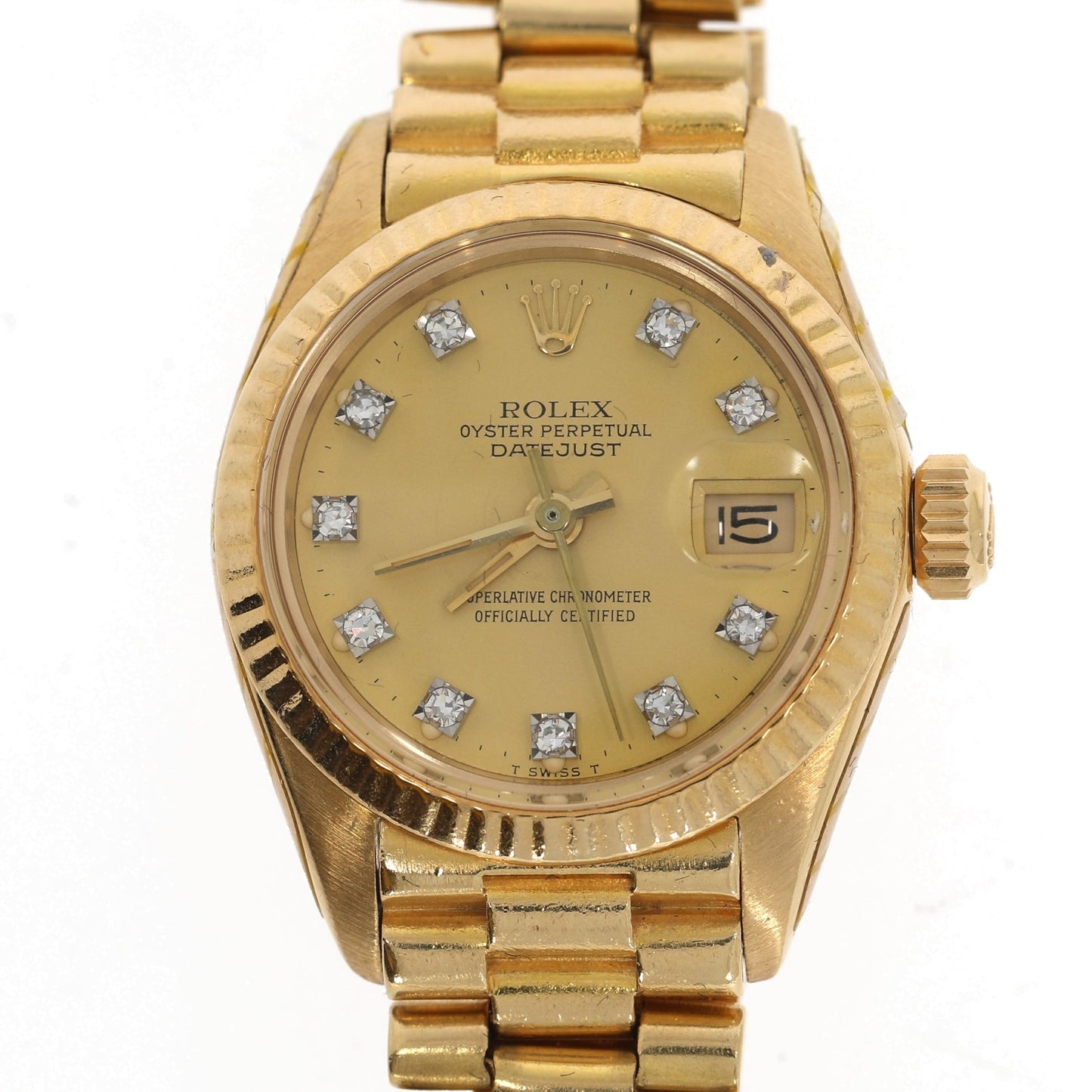 ROLEX Datejust wristwatch in 18K yellow gold and diamonds