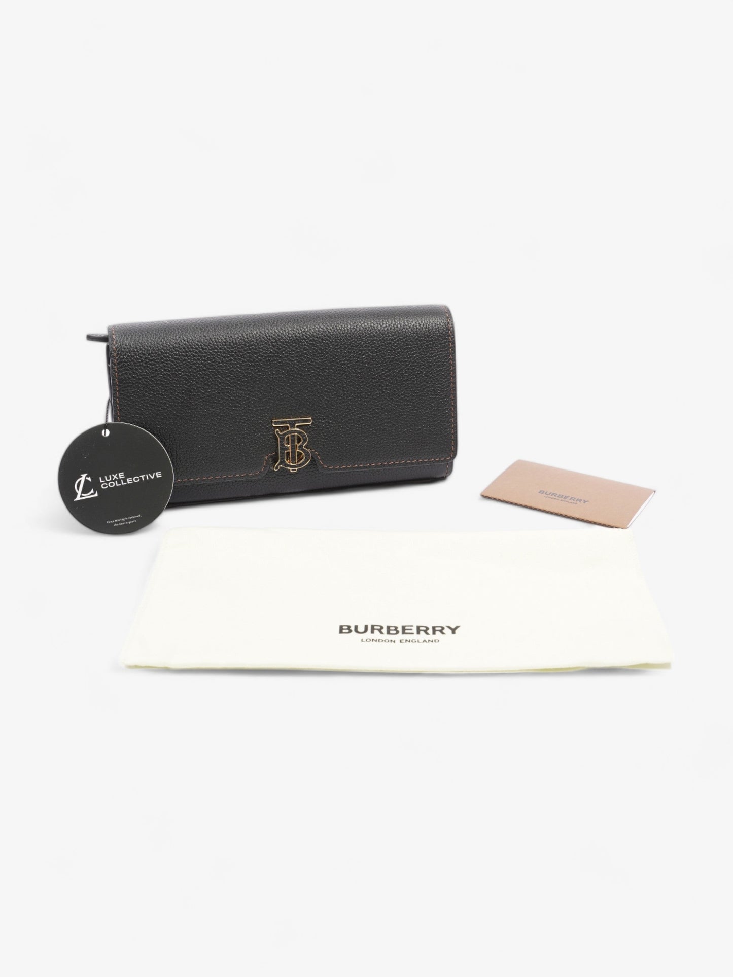 Burberry TB Continental Wallet Black Grained Leather