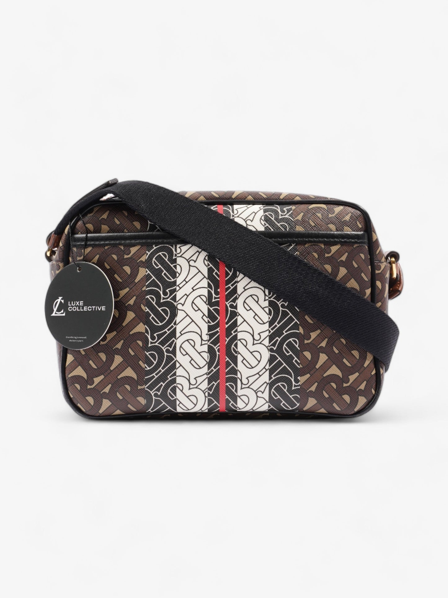 Burberry Monogram Stripe Zipped Brown / Black / White Coated Canvas