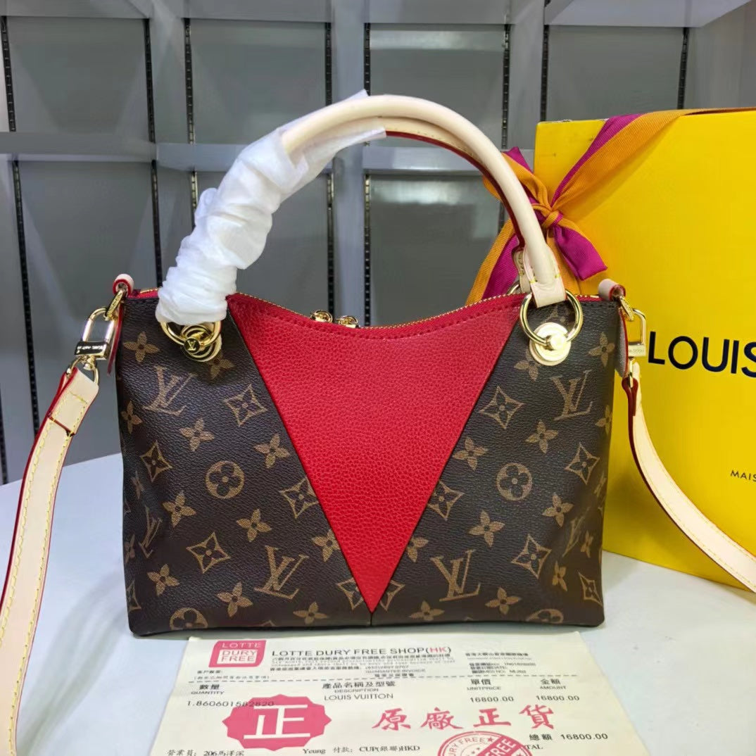 LV V Tote GLAMI Monogram Canvas GLAMIrise Red For Women, WoBags, Shoulder And Crossbody Bags 10.6in/27cm LV M43966