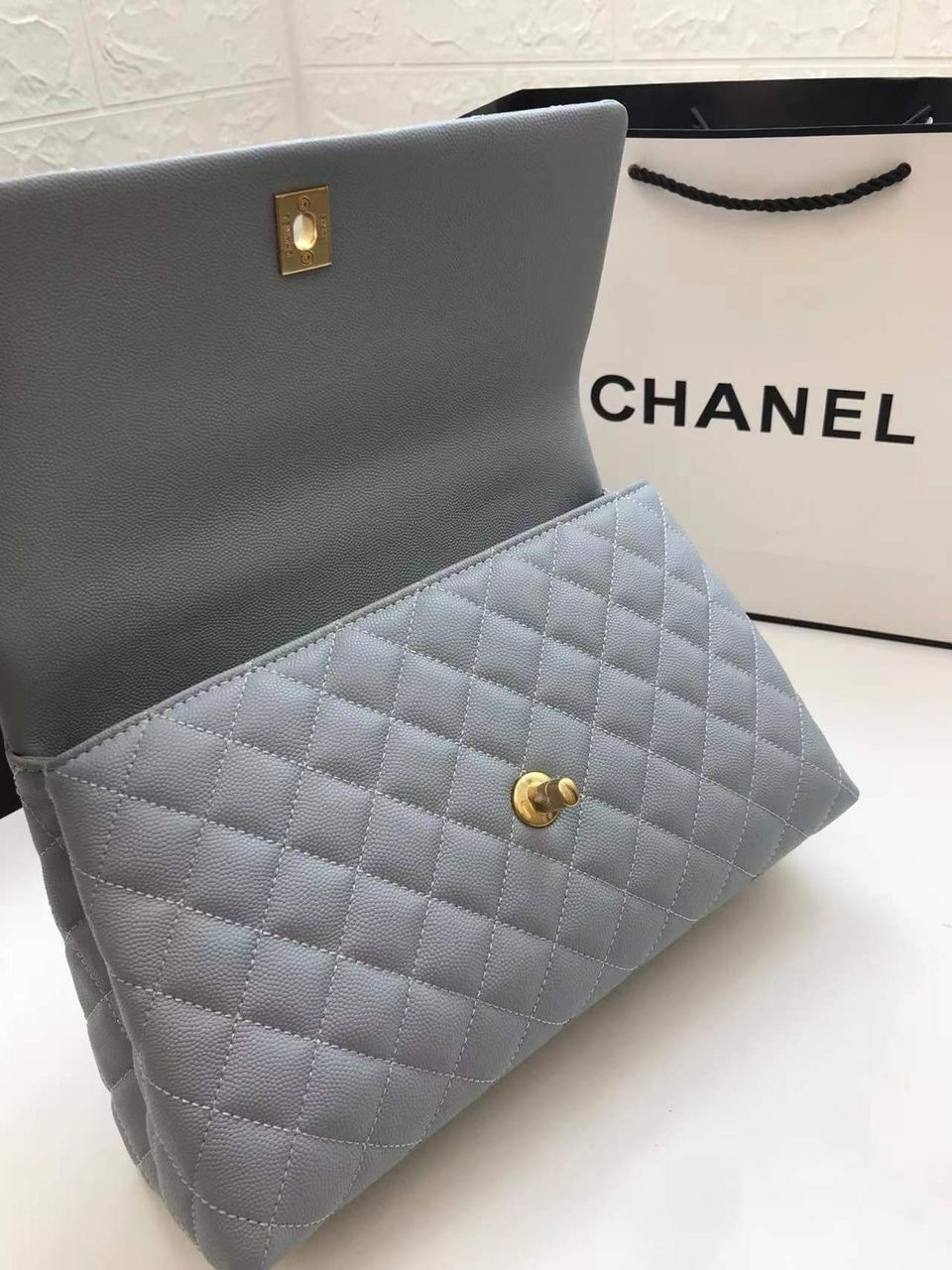 CHLLarge GlamIap Bag With Top Handle Light Grey For Women, Women’s Handbags, Shoulder And Crossbody Bags 11in/28cm A92991