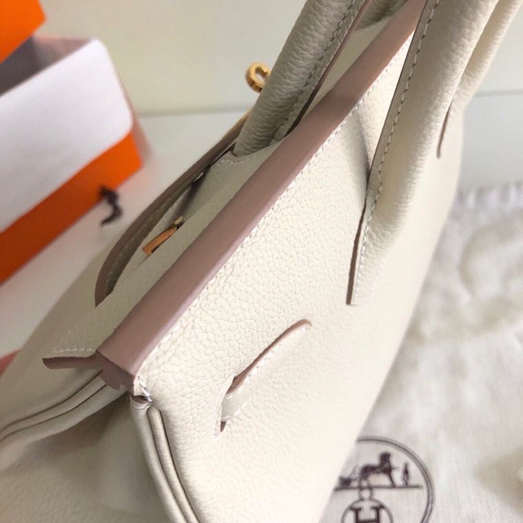 GLAMI Birkin White For Women Silver Toned Hardware 13.8in/35cm
