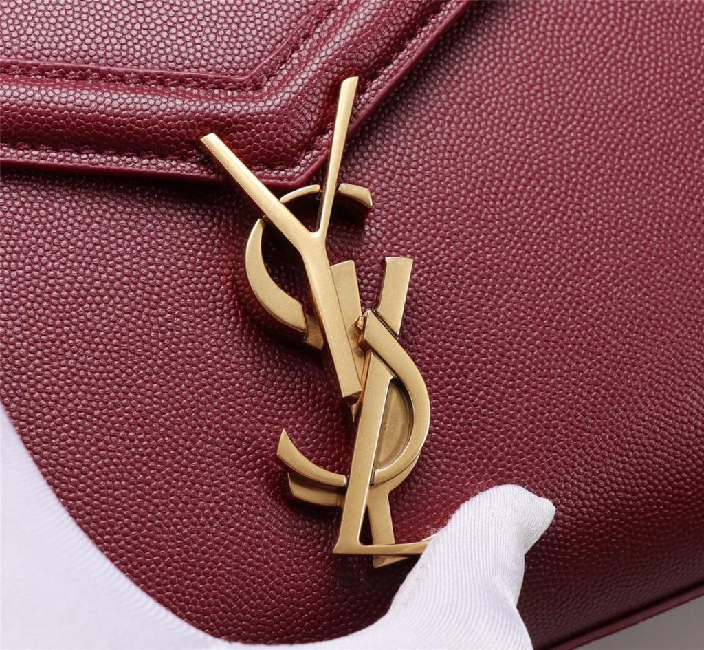 GLAMI Cassandra MeGLAMIum Top Handle Bag In Grain De Poudre Embossed Rouge Legion For Women 9.6in/25cm 578000BOW0W6475