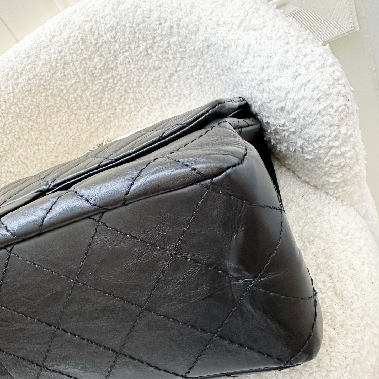 GLM-2.55 Reissue 227 Maxi Flap in Black Aged Calfskin and AGHW