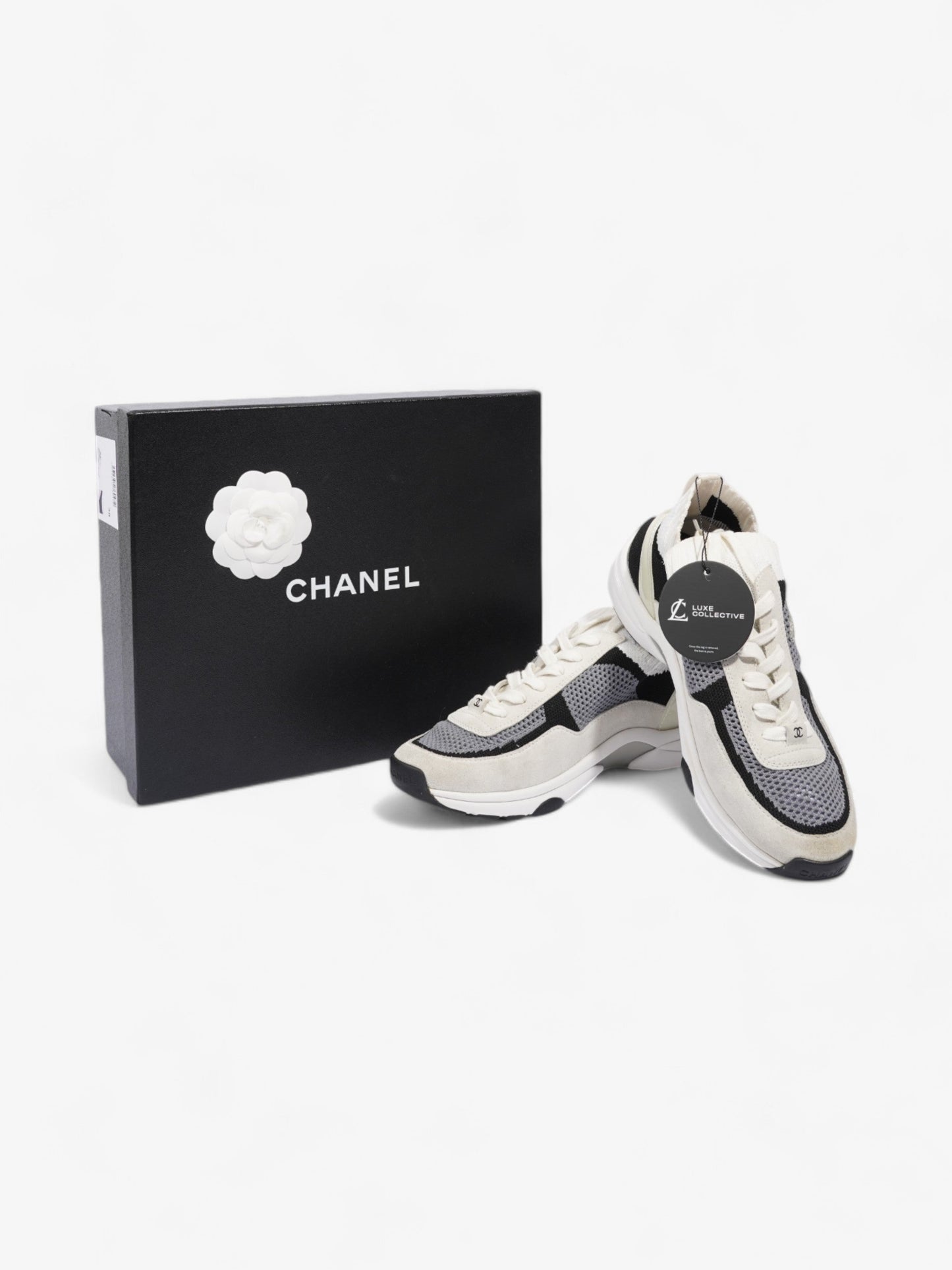 Chanel CC Logo Runners White / Grey / Black Mesh EU 38 UK 5