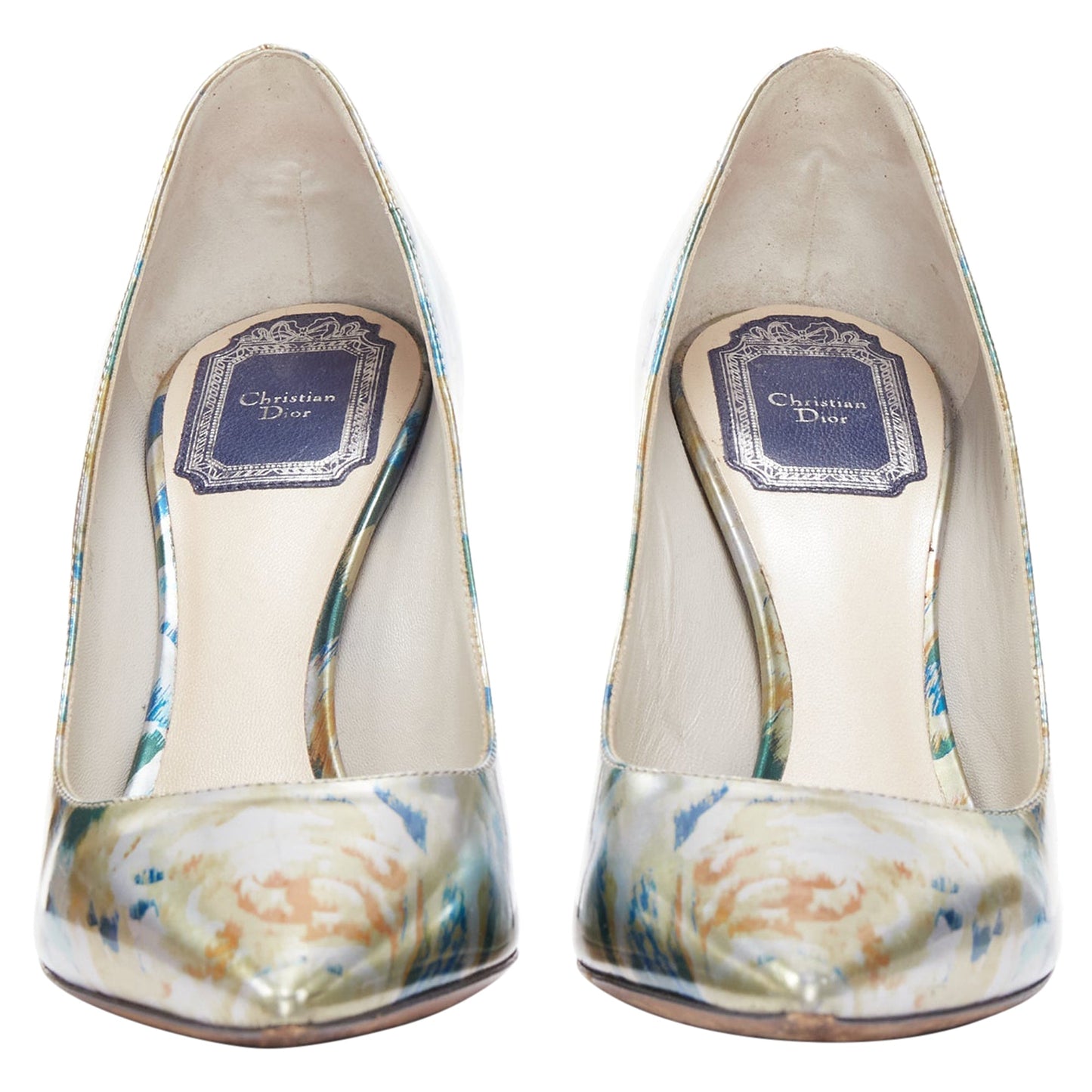 Dior Raf Simons Metallic Abstract Print Pointy Pumps