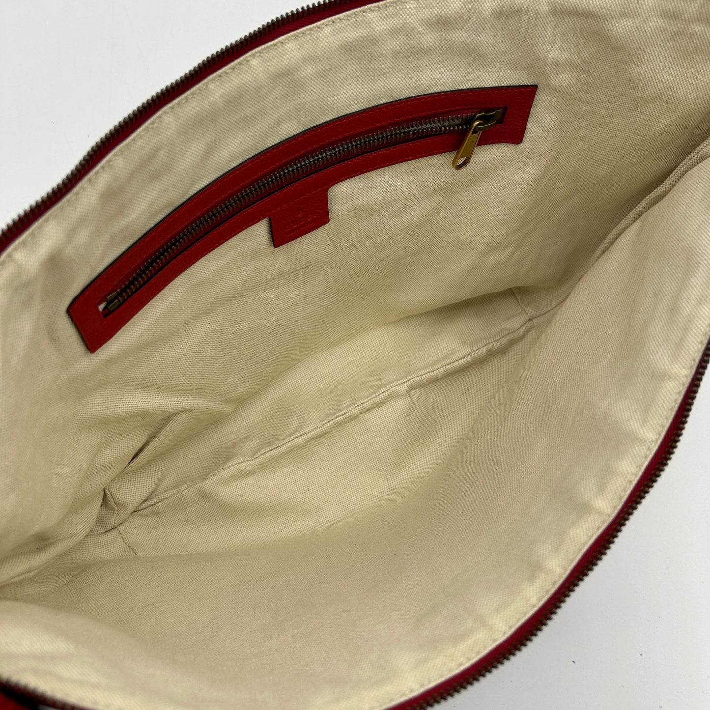GLM-- Red Logo Print Half-Moon Shoulder Bag