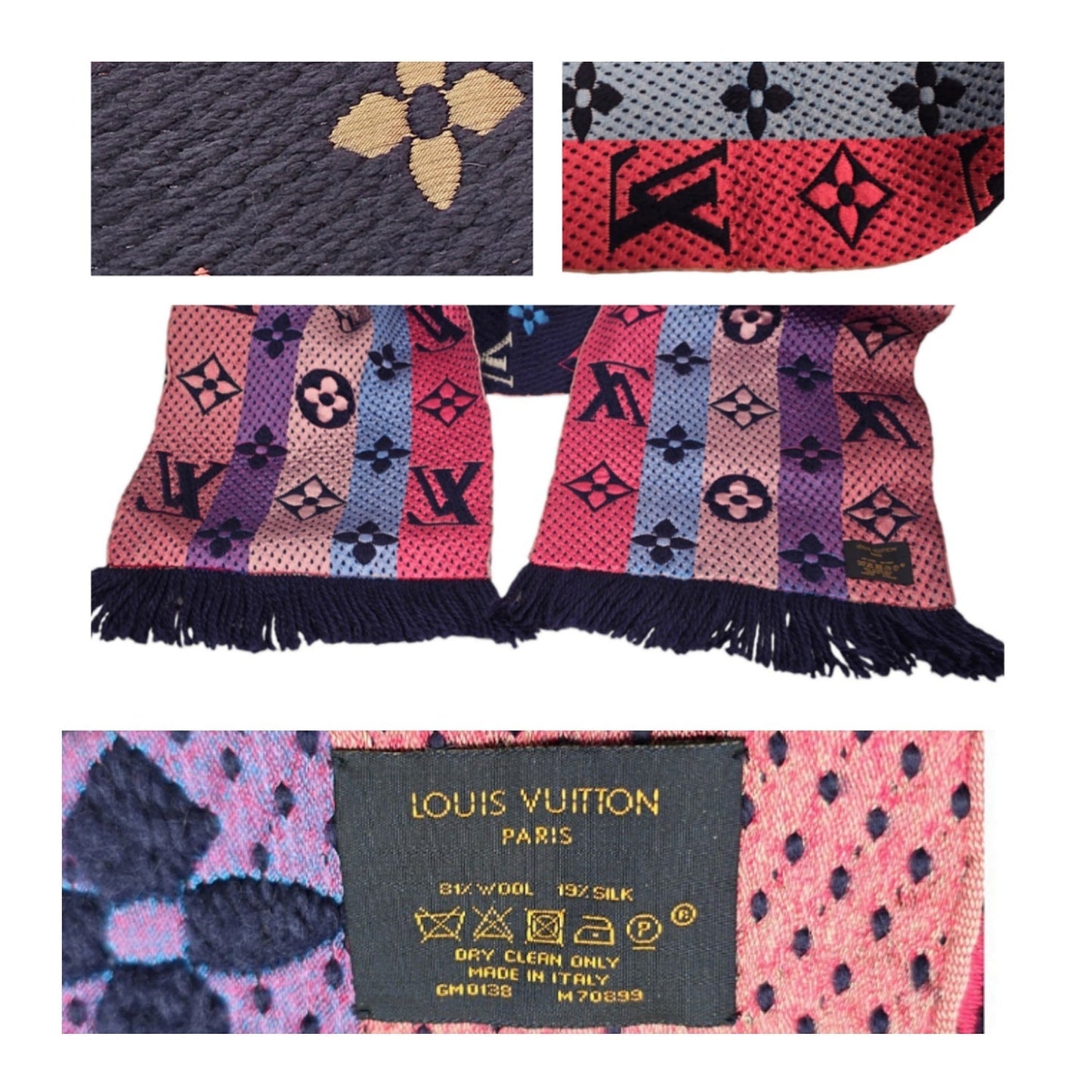 Louis Vuitton Rainbow Logomania Wool Silk Scarf