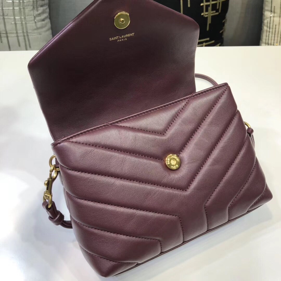 GLAMI Loulou Mini Shoulder Bag Burgundy For Women 7in/18cm YSL
