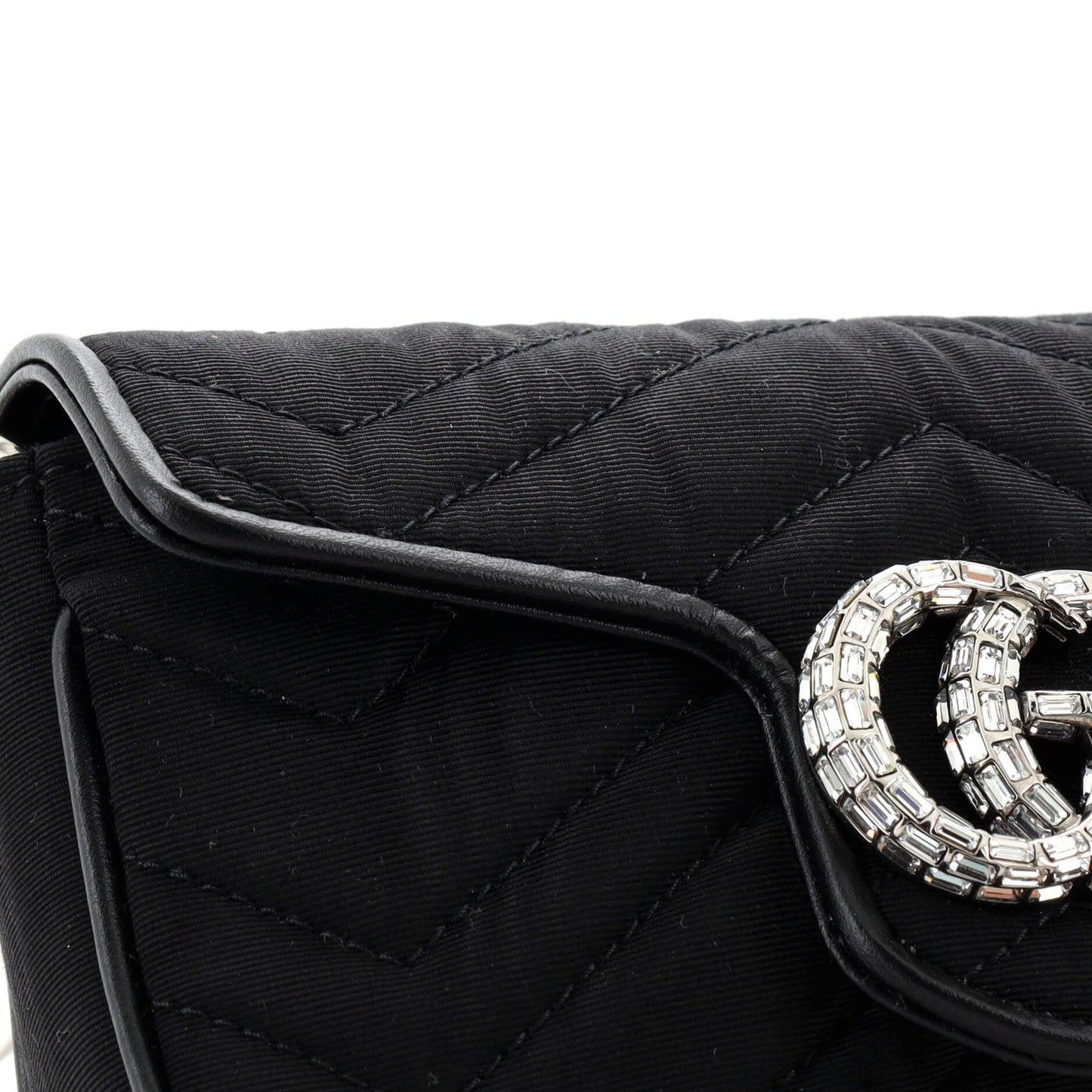 Crystal GG Marmont Flap Belt Bag Matelasse Fabric
