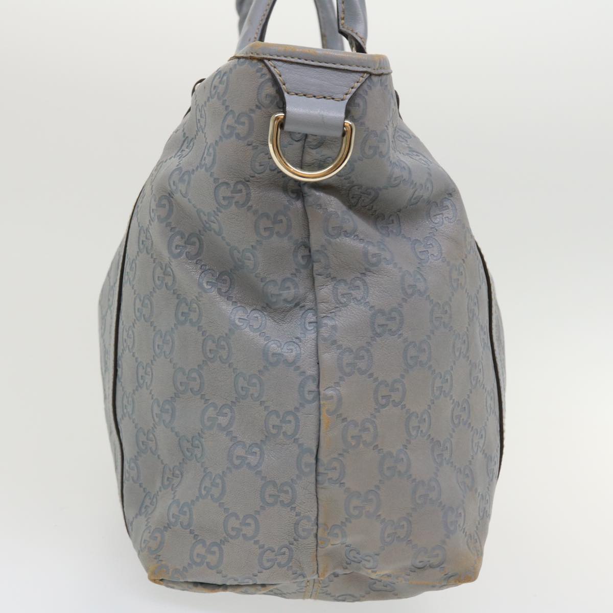 GUCCI GG Canvas Shoulder Bag Leather Light Blue 197953 ac1765
