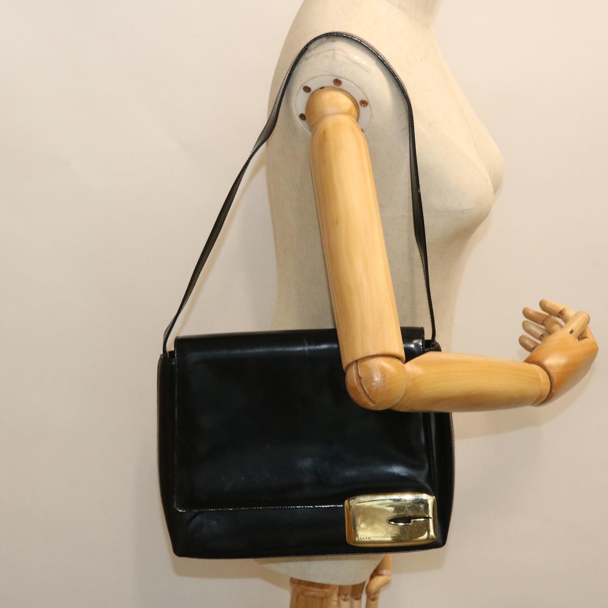 GUCCI Shoulder Bag Patent leather Black 001 3444 1812 ac2141