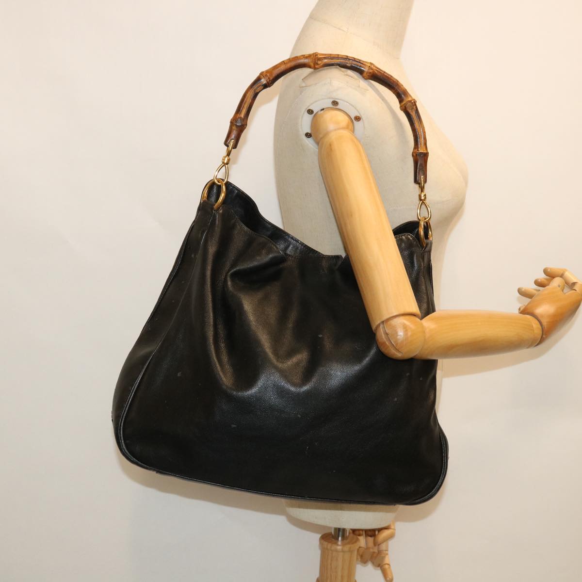 GUCCI Bamboo Shoulder Bag Leather 2way Black 001 3754 1577 ac2180