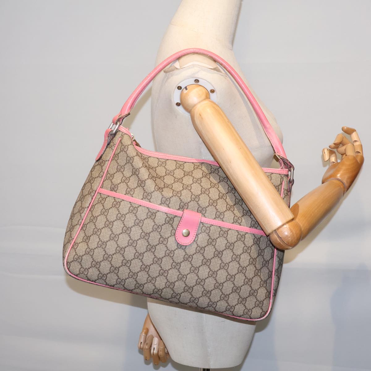 GUCCI GG Supreme Shoulder Bag PVC Beige 189898 ac2964