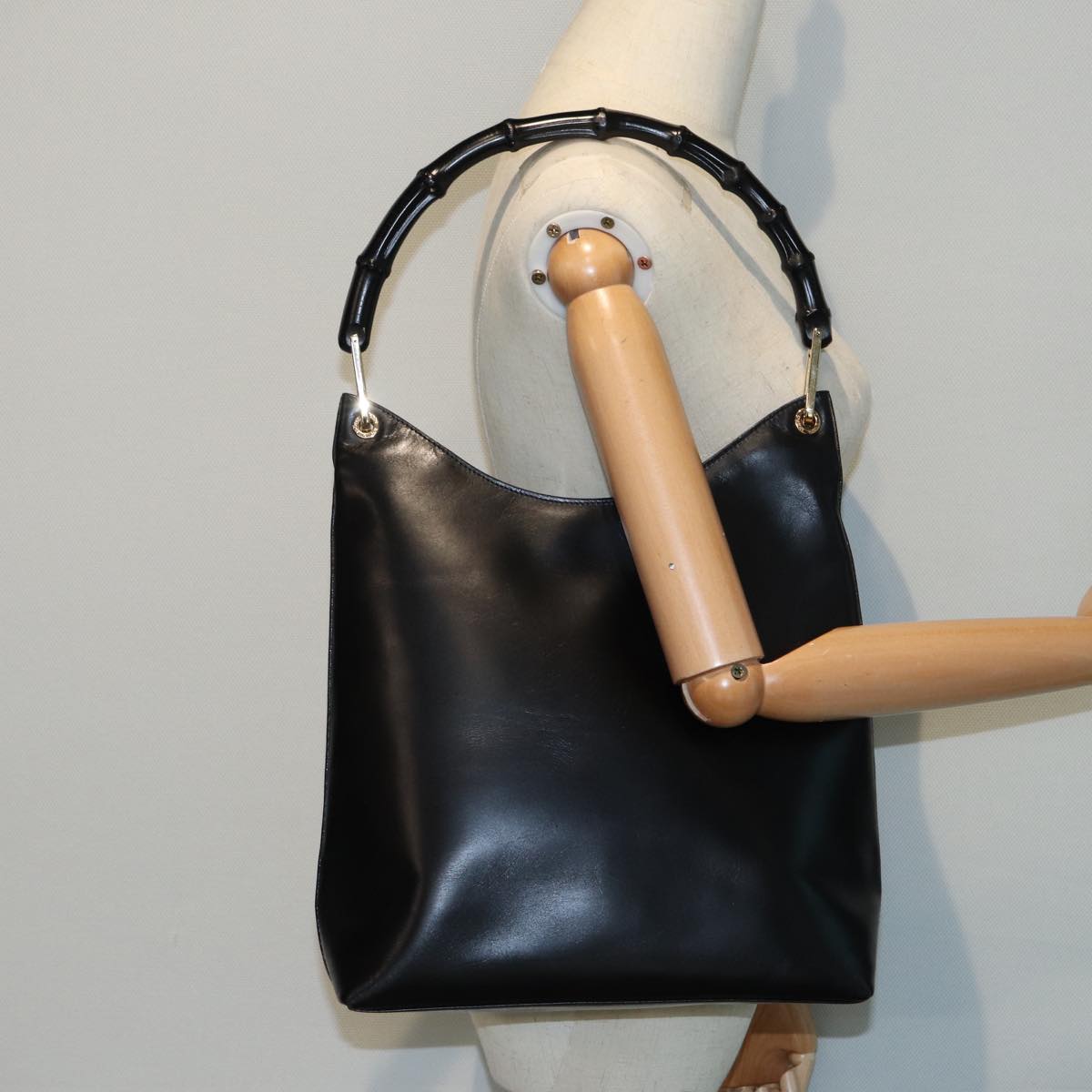 GUCCI Bamboo Shoulder Bag Leather Black 001 3006 1705 ac3131