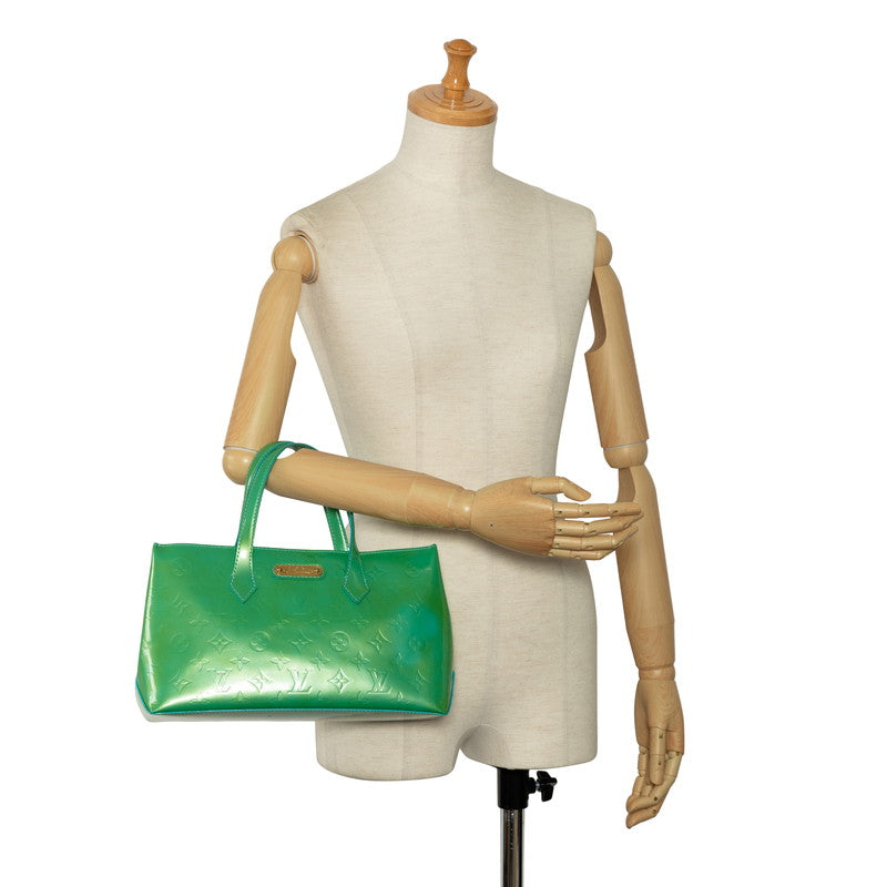 Louis Vuitton Monogram Verney M91724 Handbag Patent Leather Blue Lagoon Green Lady Lagoon