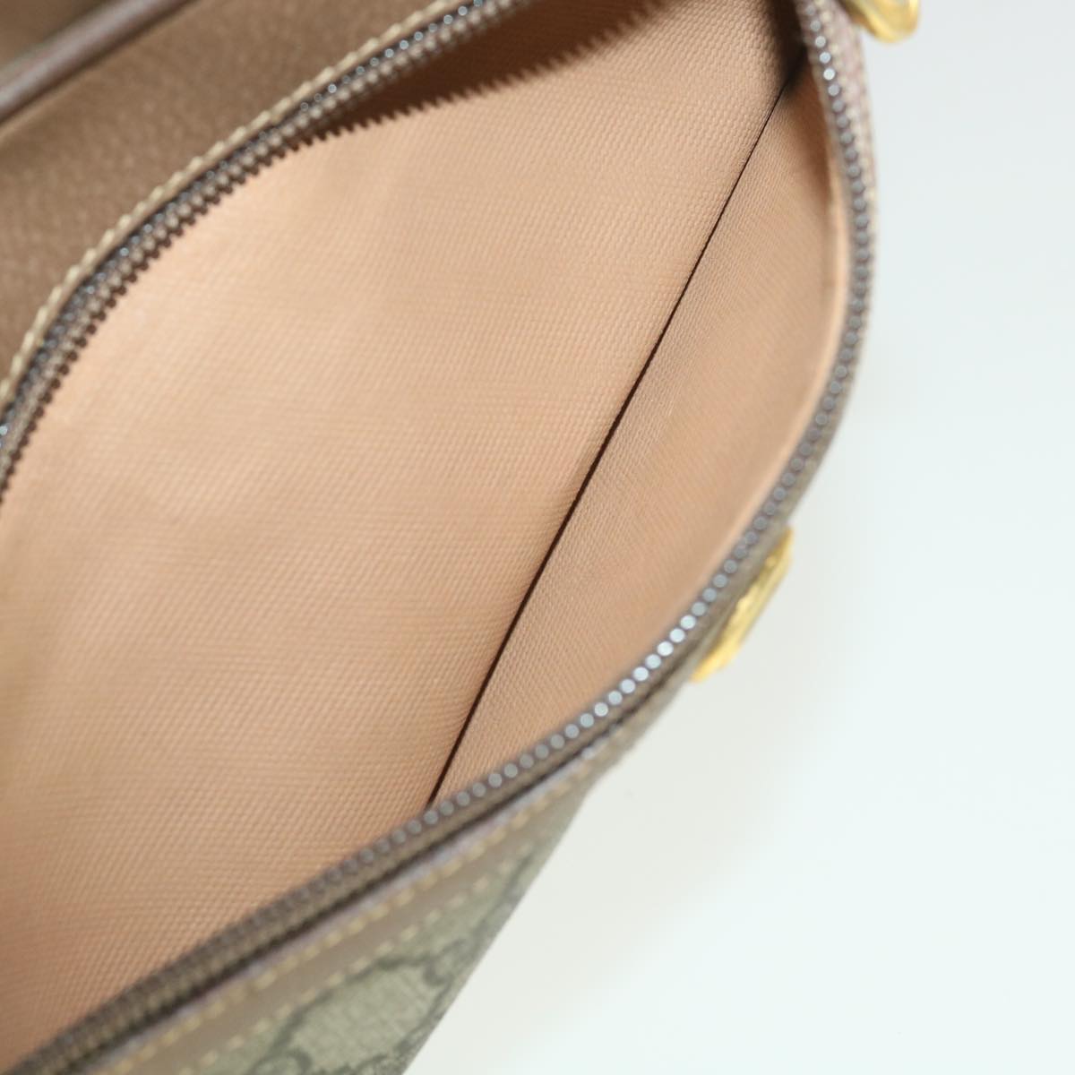 GUCCI GG Canvas Clutch Bag PVC Leather Beige am3609