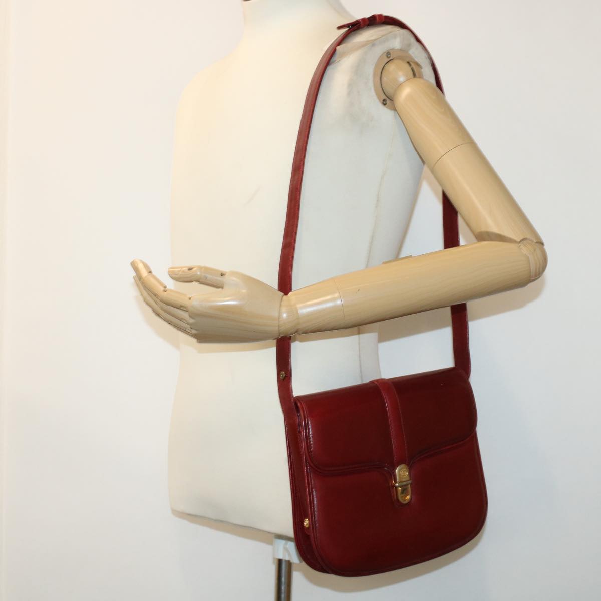 GUCCI Shoulder Bag Leather Red am4554