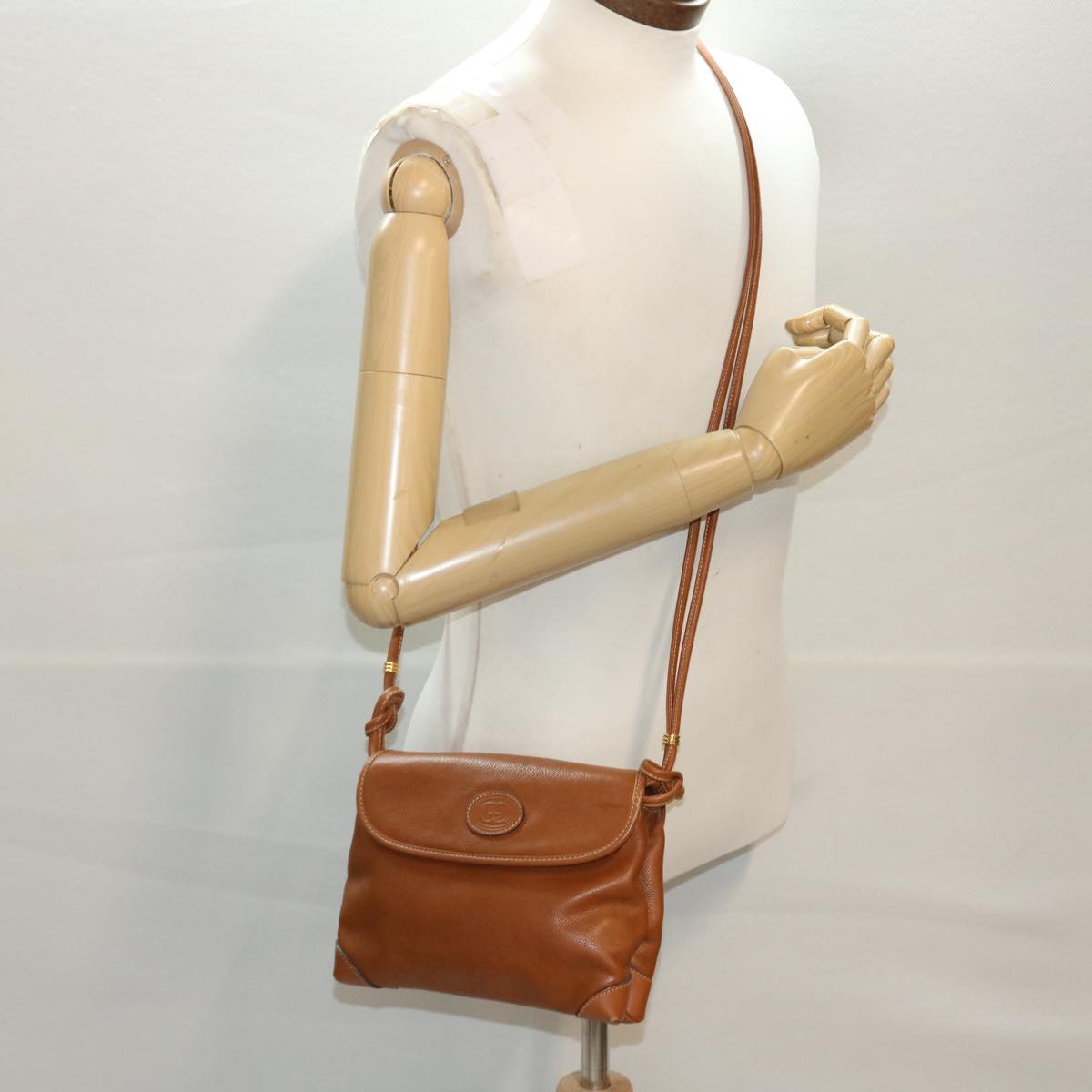GUCCI Shoulder Bag Leather Brown 007•105•0072 am4599