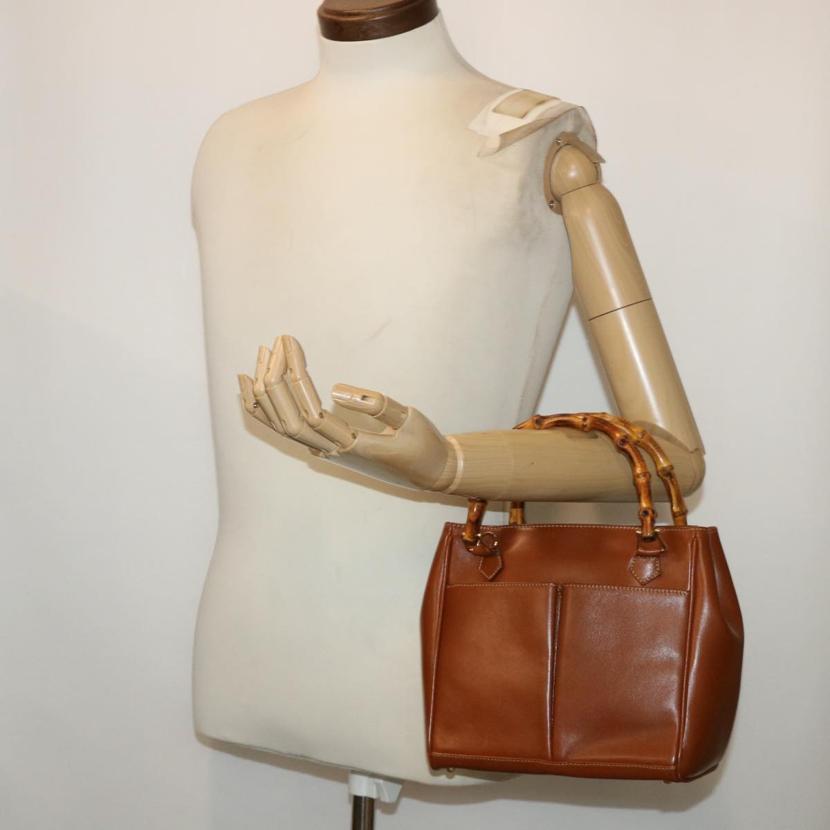 GUCCI Bamboo Hand Bag Leather Black 000.1274.0290 am4842
