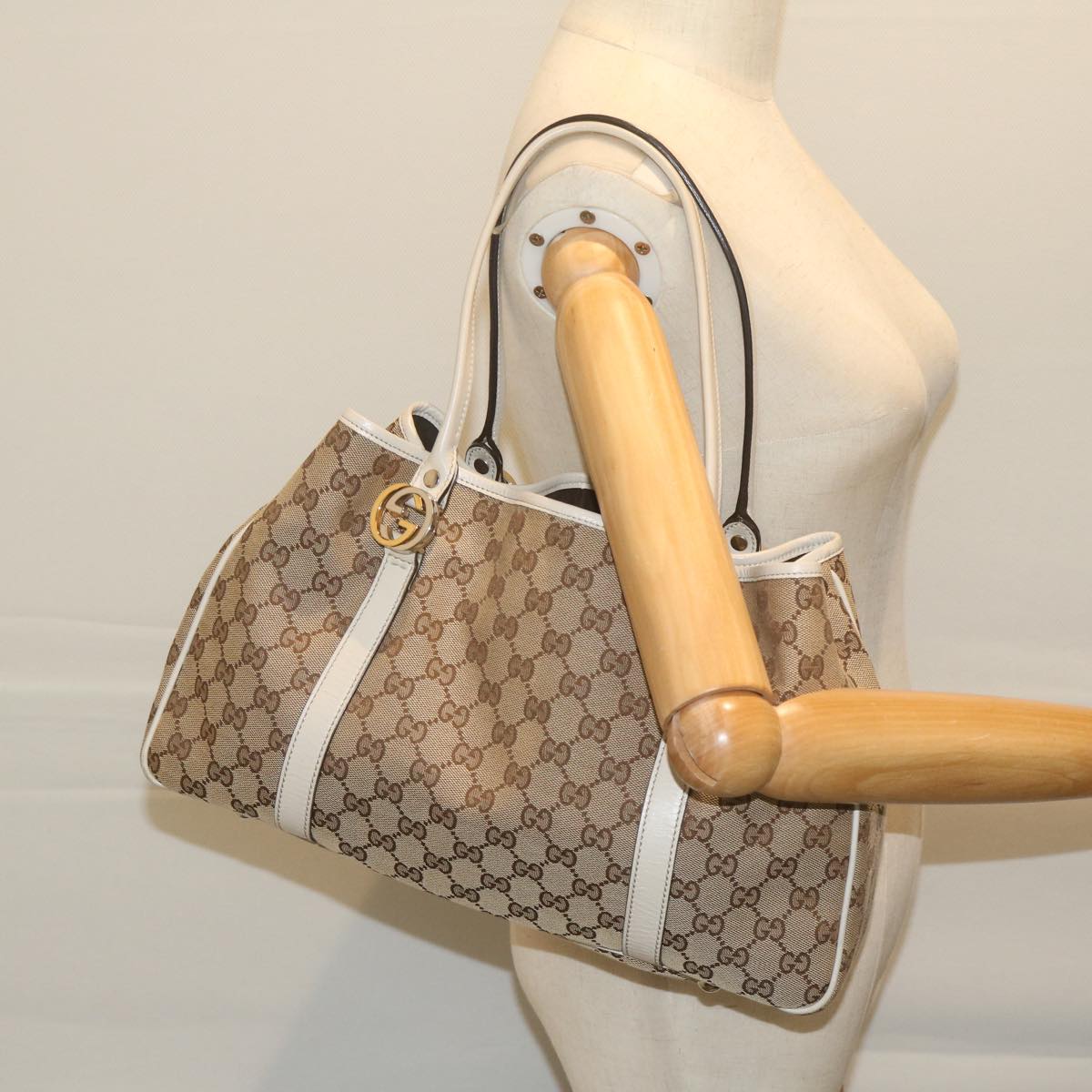 GUCCI GG Canvas GG Twins Tote Bag Beige 232957 am5445