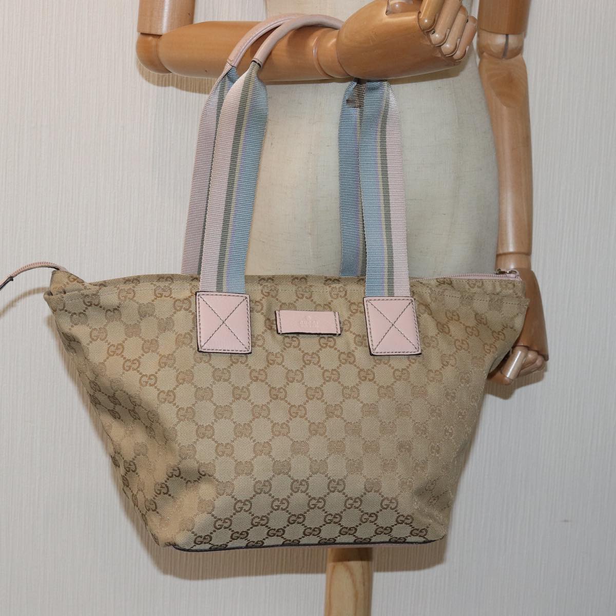 GUCCI GG Canvas Tote Bag Beige Pink Light blue 131230 am6472