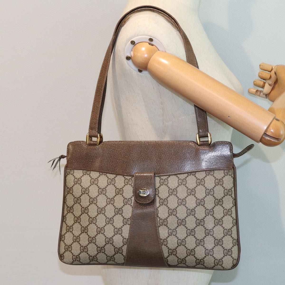 GUCCI GG Supreme Hand Bag PVC Beige 86 02 021 ar11979