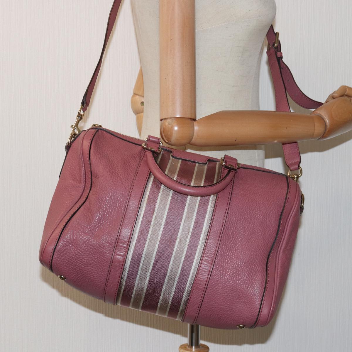 GUCCI Boston Bag Leather Pink 247205 ar12100