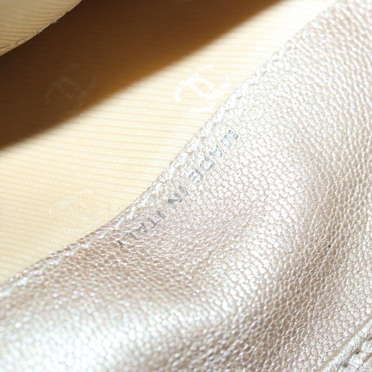 CHANEL COCO Mark Wallet Leather Beige Silver CC ar12390
