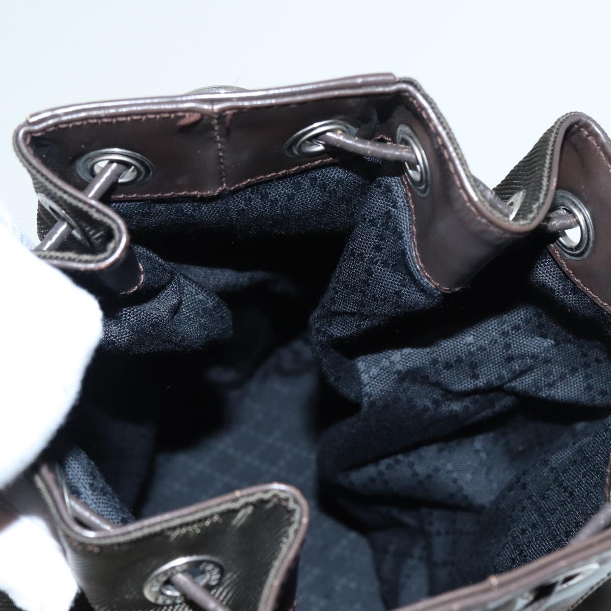 GUCCI Bamboo Hand Bag Nylon Brown Silver ar12416